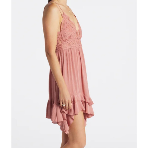 NWT Free People Adella Maxi Slip Dress Sleeveless Boho Crochet Lace Rose M - Picture 3 of 5